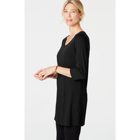 Pure J. Jill Ballet Sleeve Thigh Length Tunic Black 3/4 Sleeve Size Small Tall - Picture 2 of 10